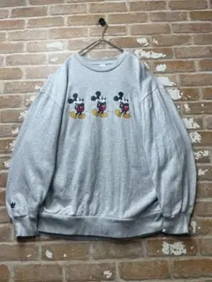 ディズニー　Disney スウェット　ミッキー　mickey グレー　古着
