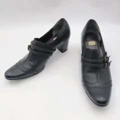 美品 ✨️ing レザー 黒ブーティ 23.0ウイングチップ ダブルストラップ