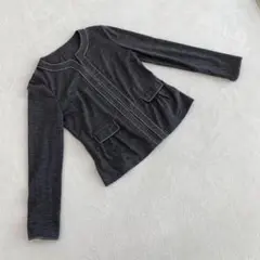 ⭐️ノーカラージャケット⭐️ ウール素材　グレー　フレア　完売品　高品質
