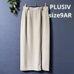 PLUSIV【9AR】ロング　タイト　スカート　スリット　グレー
