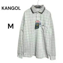 【未使用タグ付き】KANGOL チェック柄長袖ポロシャツ Mサイズ　着心地快適
