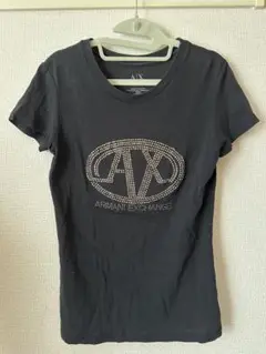 Armani Exchange ストーンロゴTシャツ ブラック
