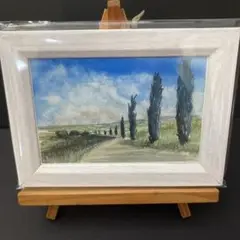 水彩画 原画　風景画　丘陵地