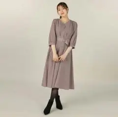 フロントボタンジョーゼットワンピース　デビュードフィオレ