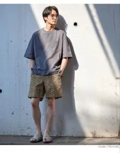 ワッシャーナイロン レオパードショートパンツ 男女兼用