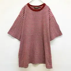 エディーバウアー 90s ボーダー 半袖 Tシャツ 【XL】 コットン レッド