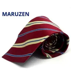 MARUZEN ネクタイ　赤×黄×青　レジメンストライプ柄シルク100％　日本製