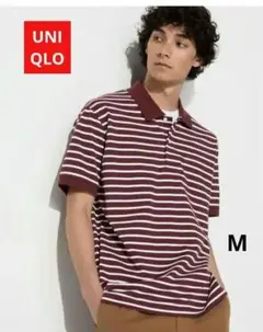 【新品】UNIQLO ユニクロ ドライ カノコ ボーダーポロシャツ M ワイン