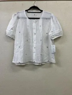 【新品】カラバサ205Zero フラワー刺繍パフスリーブブラウス