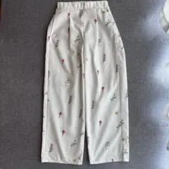 【レディース】花柄 ワイドイージーパンツ