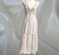 古着　ヴィンテージワンピース　ノースリーブ フリル　ピンク