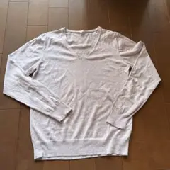 【無印良品】コットンシルク Vネックセーター パープル L