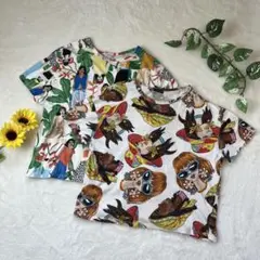ザラ ZARA 顔 落書き 総柄 イラスト 半袖Tシャツセット USA Sサイズ