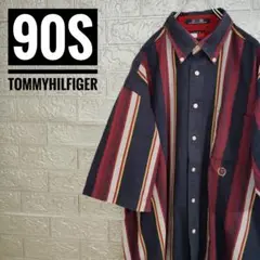 90SトミーヒルフィガーTOMMYHILFIGERヴィンテージ古着半袖シャツXL