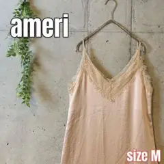 AMERI ワンピース シアートップス サテンキャミワンピース