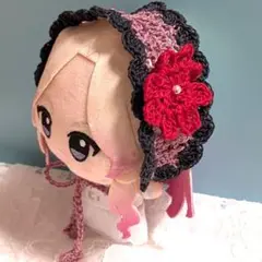 〈黒色×赤、ピンク、紫系〉ぬい服　ヘッドドレス　にじぬい　ちびぐるみ