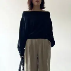 裏毛オフショルプルオーバー　ブラック