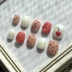 ネイルチップ ピンク オーロラ チェリー