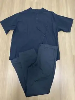 【メンズM】無印良品 ブラック半袖カットソー &ズボン 黒 無地上下セット