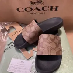 美品☆COACH ロゴ入りスライドサンダル ☆6☆