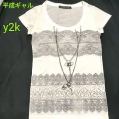 平成ギャル Y2K Tシャツ ドクロ ピチT Mサイズ