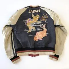 フェローズ 匠 鯉 牛若丸 弁慶 スカジャン M 黒 刺繍スーベニアジャケット