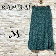 【ラミラル /RAMIRAL】　スカート　ロング　フレア　ドット柄　ラップ　M