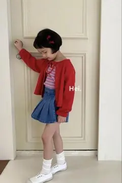 Hei. 赤と青のストライプ長袖カットソー 90cm