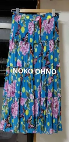 花柄 蝶柄 フレアスカート　ノコオーノ　サイズ42　NOKO OHNO
