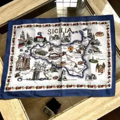 新品　イタリア　シチリア 地図 布製 キッチンファブリック　タペストリー　クロス