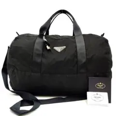【美品】PRADA ボストンバック 2way 黒 ナイロン 三角プレート 南京錠
