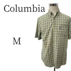 ★美品 Columbia コロンビア 黄緑×黄色　チェック 半袖 シャツ M