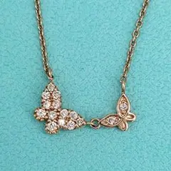 K10 蝶モチーフ ダイヤモンドネックレス 0.10ct 1.41g