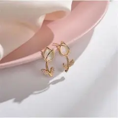 シルバー925 ローズデザインピアス