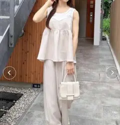 INGNI ベージュ 麻調セットアップ M