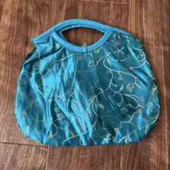チャイナ　アジアン　エスニック　アメリカ古着　アメリカ輸入　青色刺繍ハンドバッグ