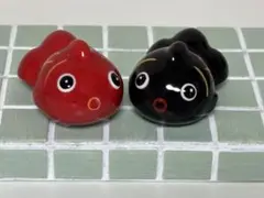 新品未使用　夏の置物　赤い金魚　黒い金魚
