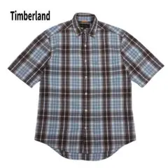 90s Timberland チェック シャツ コットン ライトブルー