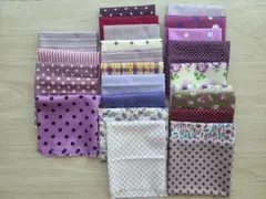 ハンドメイド用生地まとめ売り パープル・紫系 　25×50cmくらい　25枚