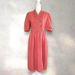昭和 レトロ 東京スタイル シャツワンピース L サーモンピンク 古着