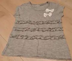 グレー フリルリボン Tシャツ 110