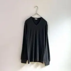3339【ユニクロ】旧タグ　ロンＴ　リブ　グレー　Vネック　グレー　Ｍ