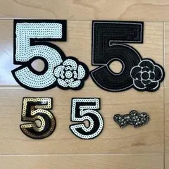 スパンコール 5番　ハート　ワッペン　5個セット