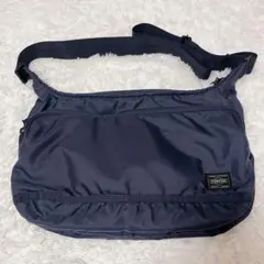 【美品】PORTER フラッシュ ショルダーバッグ 大容量 小旅行 ネイビー