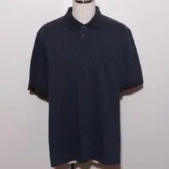 VAN HEUSEN チェック柄ポロシャツ ネイビー XL