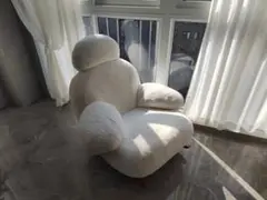 ホワイトファブリックラウンジチェア