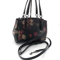 美品 コーチ ショルダーバッグ ハンドバッグ 2way チャーム付き 花柄