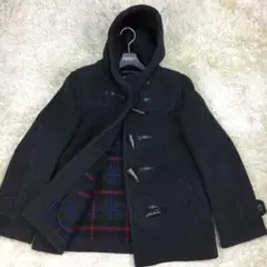 【美品】ロンドントラディション ダッフルコート パーカー チェック柄 ブラック