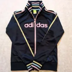 adidas ストライプ ジャージ 黒