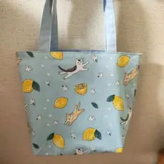 トートバック ハンドメイド　猫とレモン